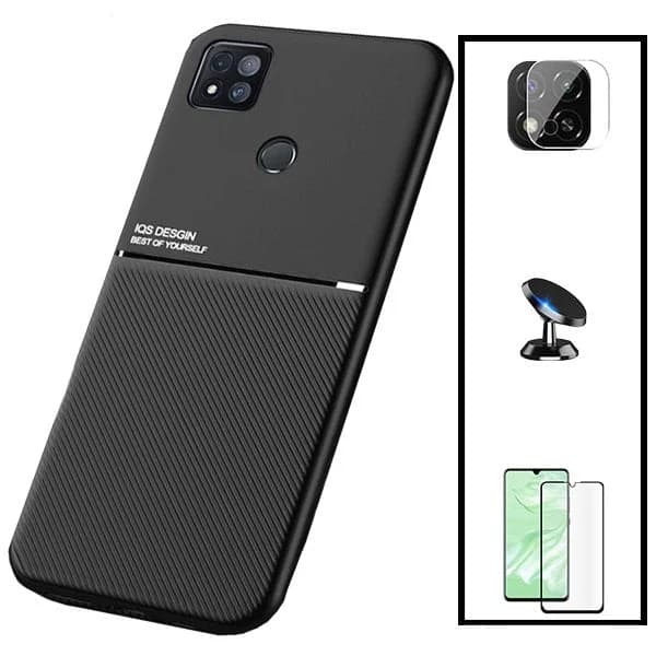 Kit Capa Magnetic Lux + 5D Full Cover + Película de Câmara + Suporte Magnético de Carro para Xiaomi Poco C31