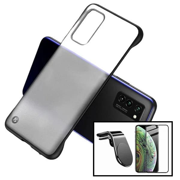 Kit Vidro Premium Full Cover + Capa Invisible Bumper + Suporte Magnético L Safe Driving Carro para Xiaomi Redmi Note 10 Lite