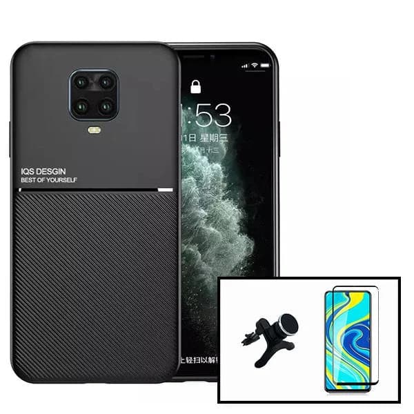 Kit Capa Magnetic Lux + 5D Full Cover + Suporte Magnético de Carro Reforçado para Xiaomi Redmi Note 10 Lite