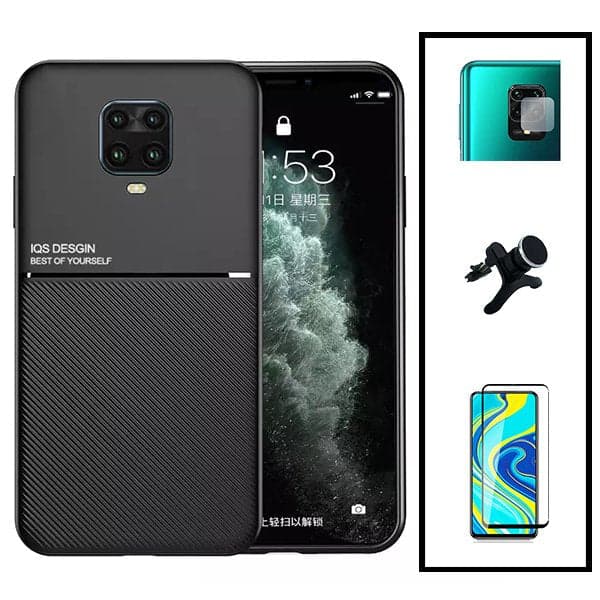 Kit Capa Magnetic Lux + 5D Full Cover + Película de Câmara Traseira + Suporte Magnético de Carro Reforçado para Xiaomi Redmi Note 10 Lite