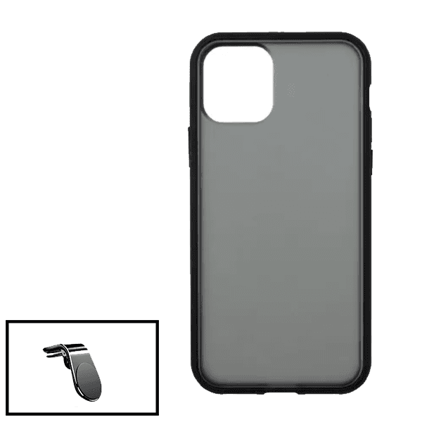 Kit Capa Anti Choque Protection Fumê + Suporte Magnético L Safe Driving Carro para Apple iPhone 13 Pro Max - Preto