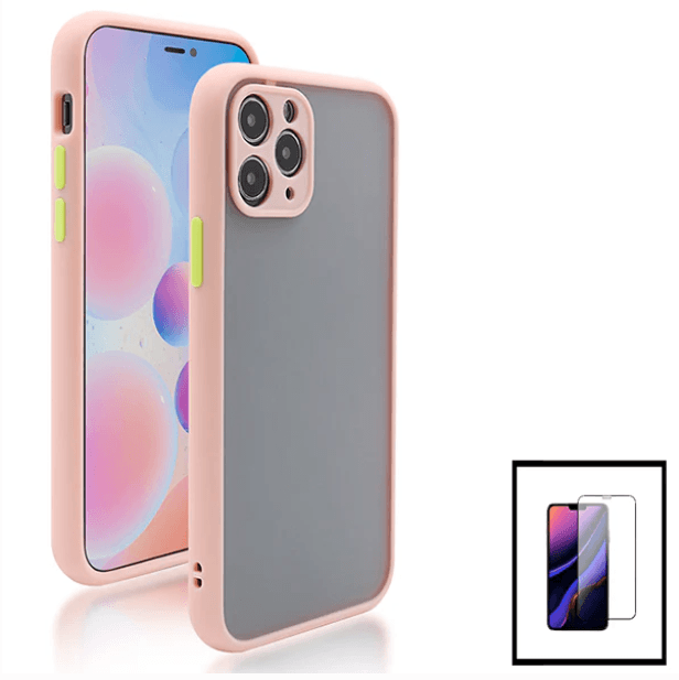 Kit Capa Anti Choque Camera Protection + Película 5D Full Cover para Apple iPhone 13 Pro Max - Rosa