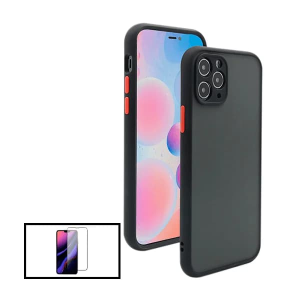 Kit Capa Anti Choque Camera Protection + Película 5D Full Cover para Apple iPhone 13 Pro - Preto