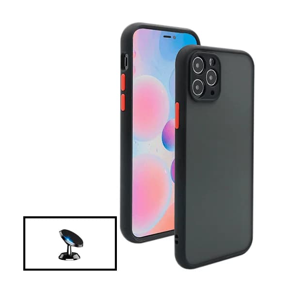 Kit Capa Anti Choque Camera Protection + Suporte Magnético de Carro para Apple iPhone 13 Pro - Preto