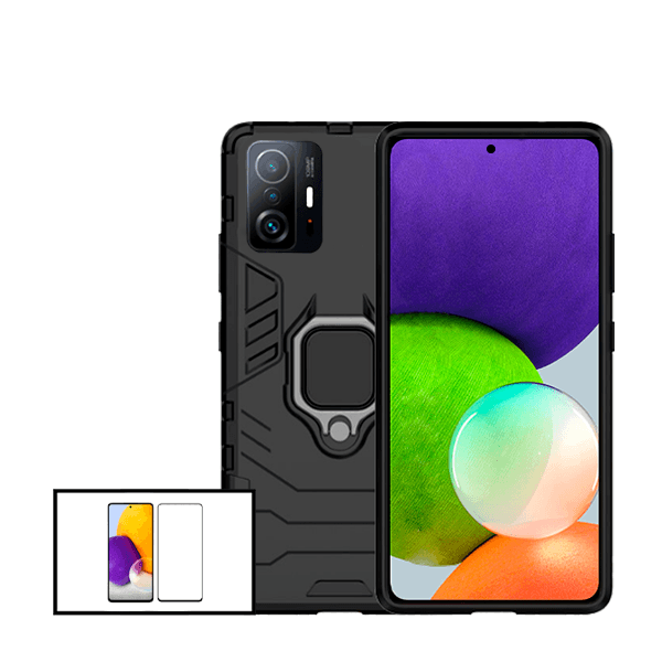 Kit Vidro Premium Full Cover + Capa 3X1 Military Defender para Xiaomi 11T Pro