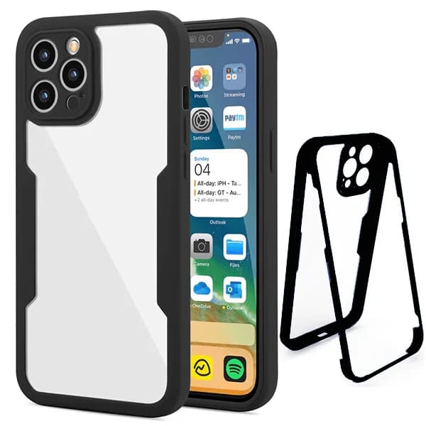 Capa Anti-Crash 360 Protection á Prova de Choque Frente e Verso para Apple iPhone 12 - Preto