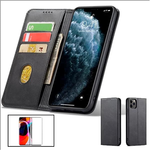 Kit Capa MagneticFlipWallet + Vidro Premium Full Cover para Xiaomi 11T Pro