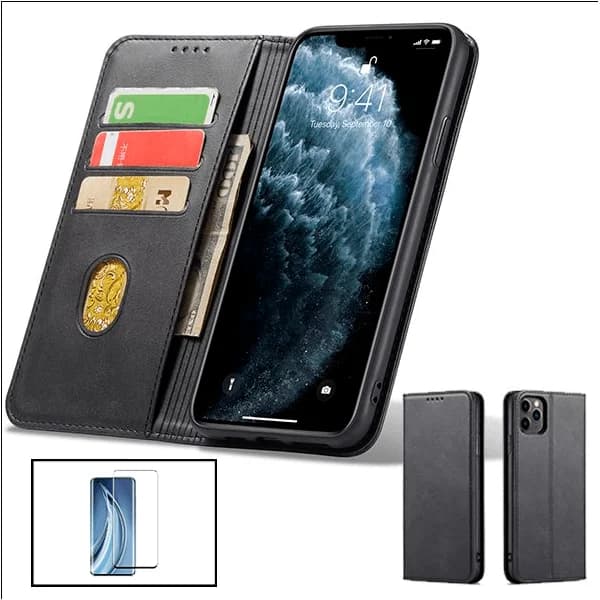 Kit Capa MagneticFlipWallet + Vidro Premium Full Cover para Xiaomi Redmi 10