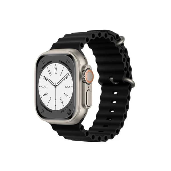 Bracelete de Silicone Ocean Ondulada para Apple Watch Series 9 Aluminum - 45mm Black - 7427285977811