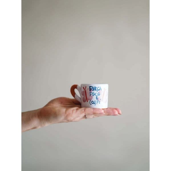Ceramor Cerâmica Chávena de Café em Terracota ""força, Foco e (ca)fé"" 70ml