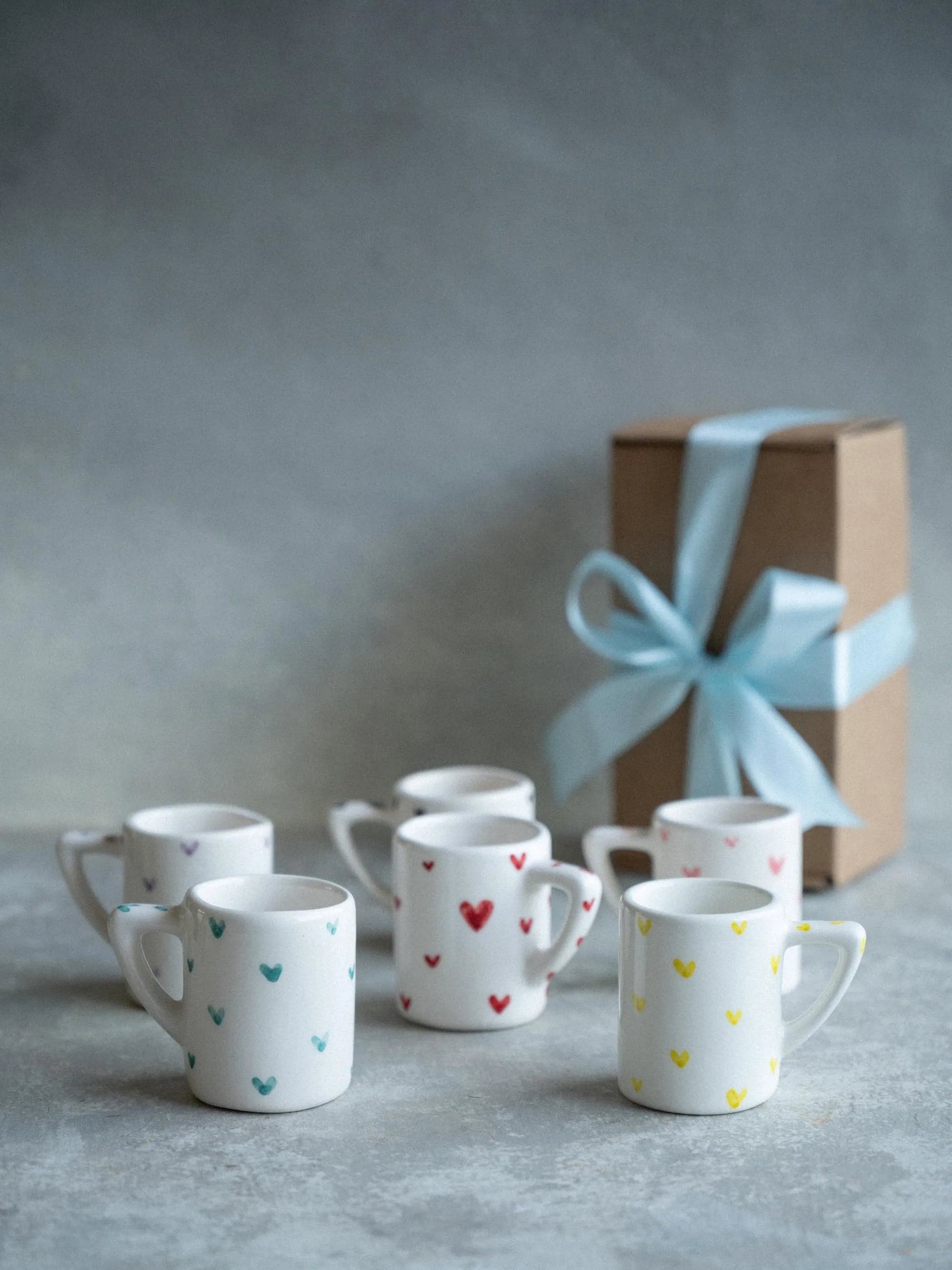 Conjunto de 6 chávenas de café "Batidas de coração"