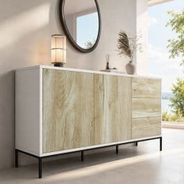 Aparador Branco e Sonoma Moderno 150 cm Serena