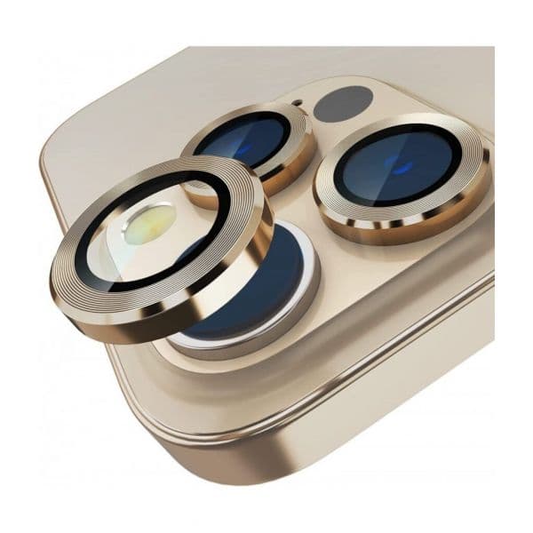 Película Vidro Temperado Metálica Câmara Traseira para iPhone 11 Pro/ 11 Pro Max/ 12 Pro Dourado