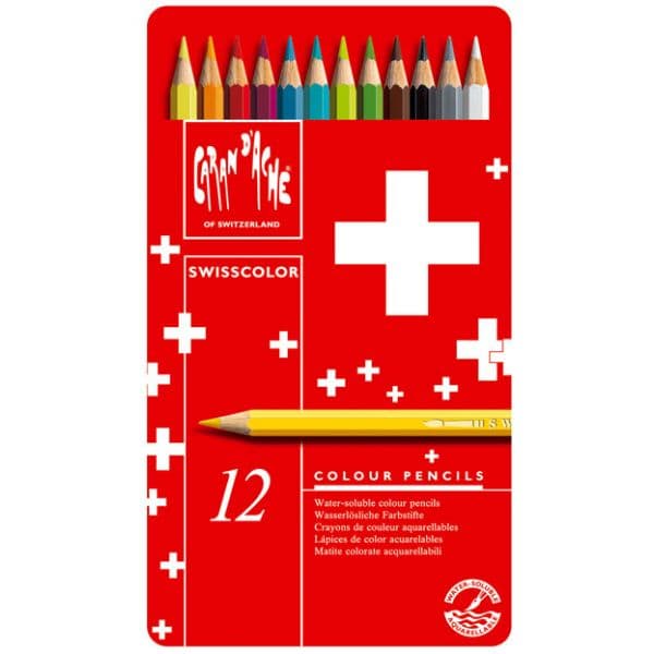 Caran d'Ache Lápis de Cor Swisscolor Caixa Metálica 12 un.