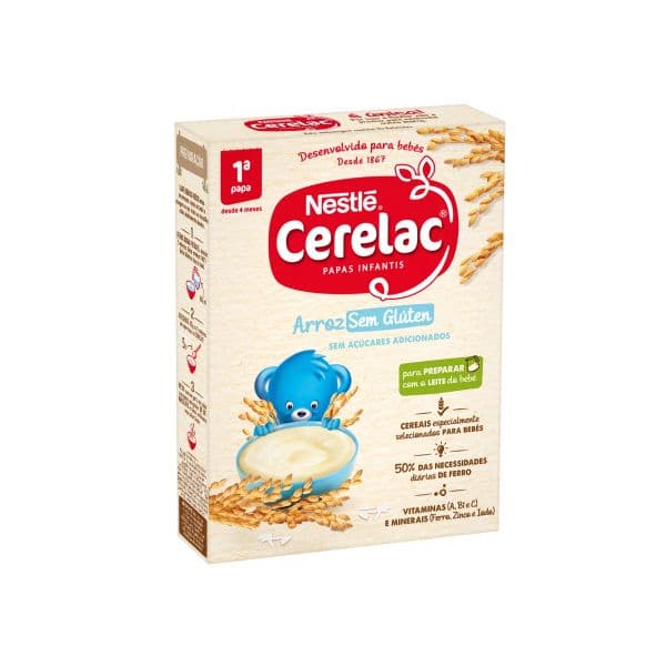 Nestlé Cerelac Farinha Primeira Papa Arroz sem Glúten 4M+ 250g