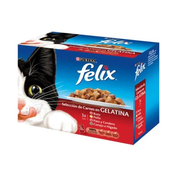 Ração Húmida Purina Felix Sensations Crunchy Selecção Carnes 12 x 85 g