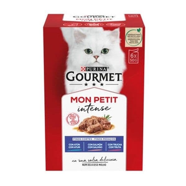 Ração Húmida Purina Gourmet Mon Petit Seleção de Peixe (Bacalhau, Sardinha e Salmão) Adulto 6x50g