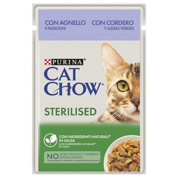 Ração Húmida Purina Cat Chow Adulto Sterilised Borrego & Feijão Verde 85g