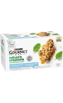 Ração Húmida Purina Gourmet Nature's Creation Peixe do Oceano, Espinafres & Arroz 4x 85g