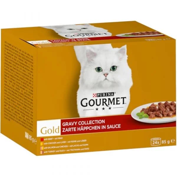 Ração Húmida Purina Gourmet Gold Jumbopack Mousse Vaca, Coelho, Cordeiro, Vitela 96x 85g