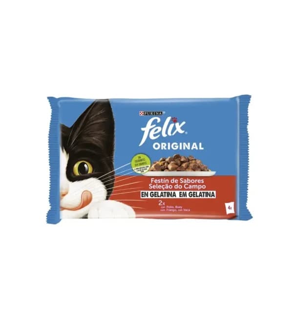 Felix Original Seleção de Carnes 4x80g Comida Húmida para Gato