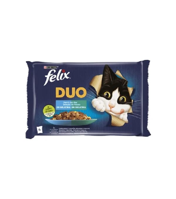 Ração Húmida Felix Comida Húmida Fantastic Duo Peixes 4x85g