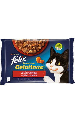 Ração Húmida Purina Felix Sensations Gelatina Carnes 4x 85g
