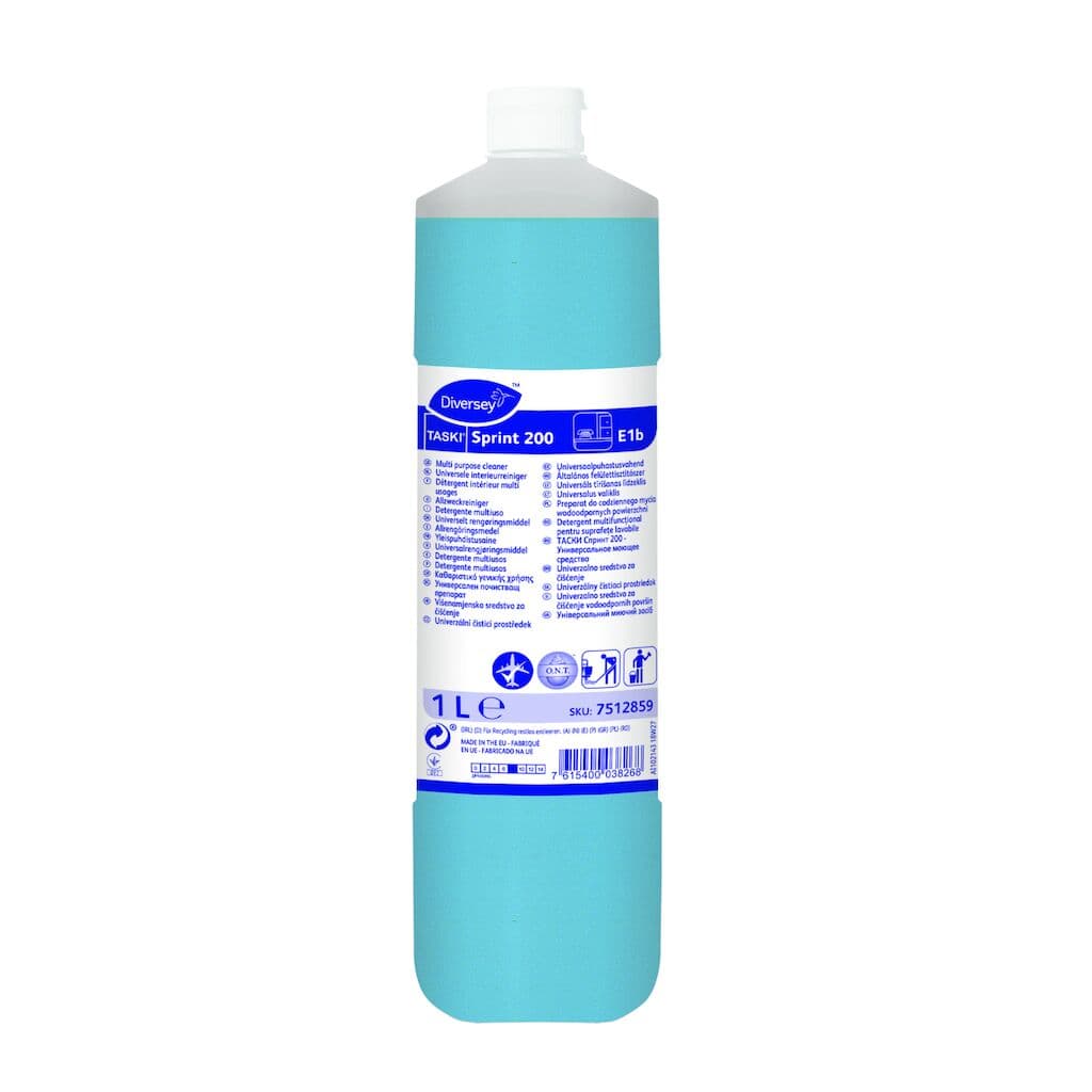 TASKI Sprint 200 E1b – Detergente Multiusos com Álcool para Superfícies Duras Resistentes à Água