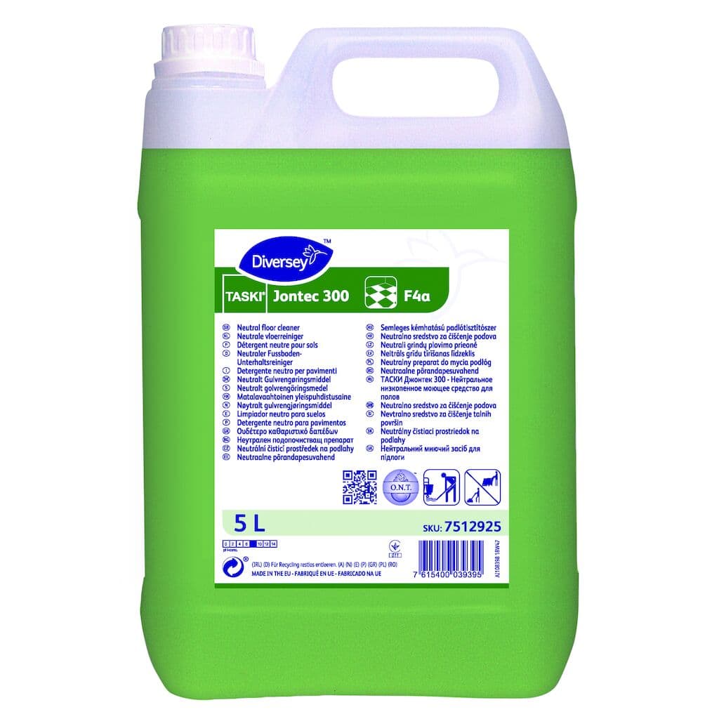 TASKI Jontec 300 F4a – Detergente Neutro para Pavimentos com Baixo Teor de Espuma 5L