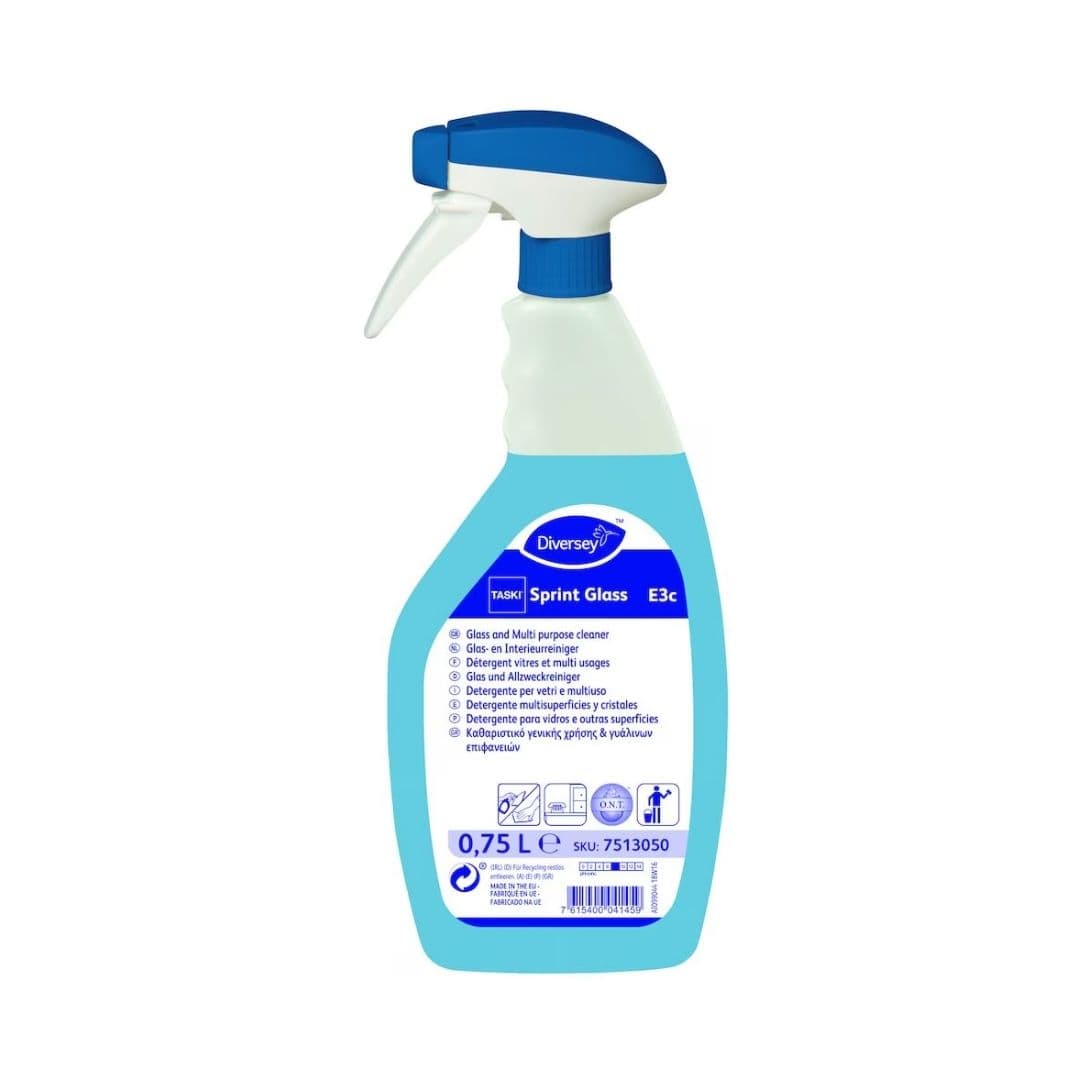 TASKI Sprint Glass E3c – Detergente para Vidros, Espelhos e Superfícies de Alto Brilho 750 ml
