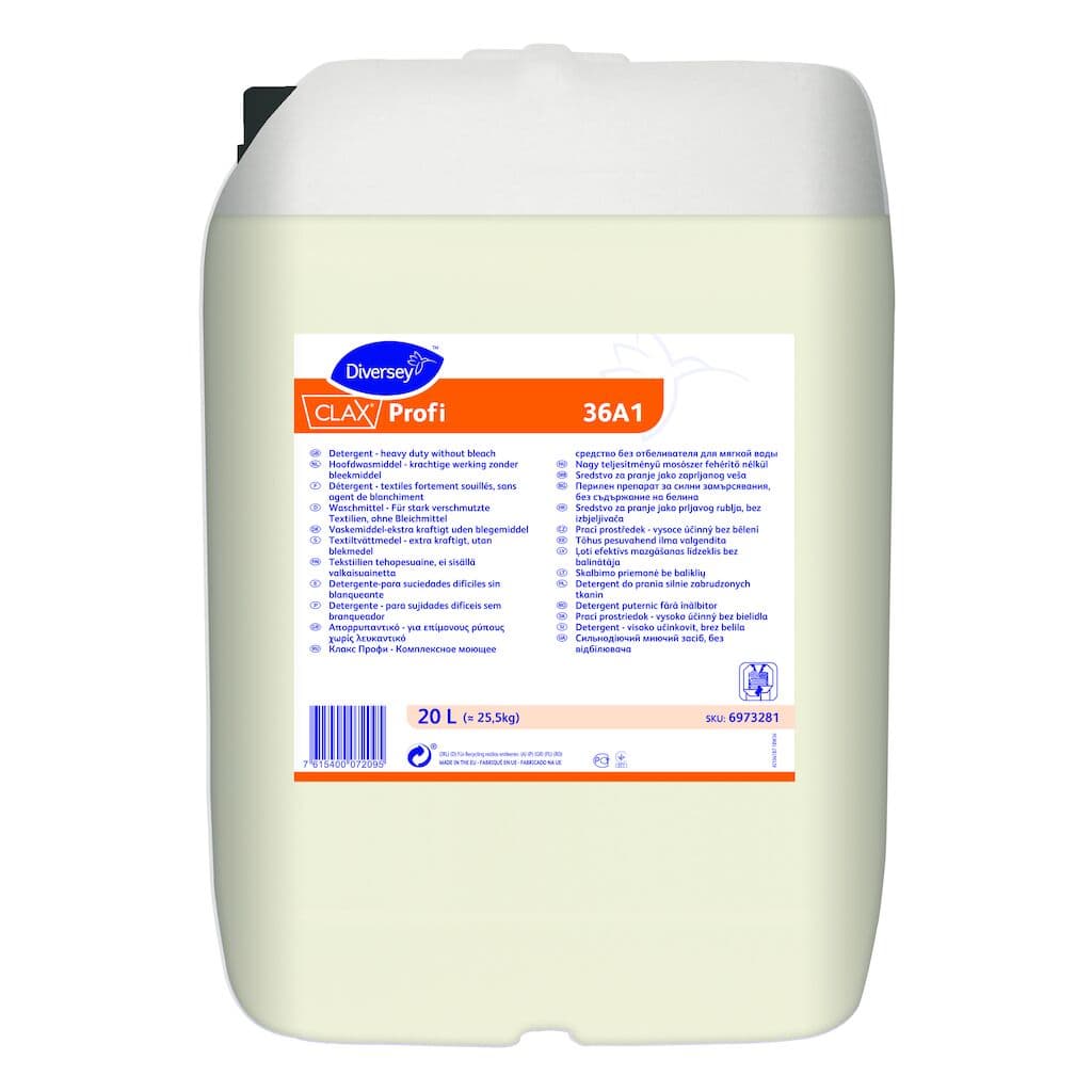 Diversey Clax Profi 36A1 – Detergente Líquido Profissional para Lavagem de Roupa com Sujidade Difícil 20L