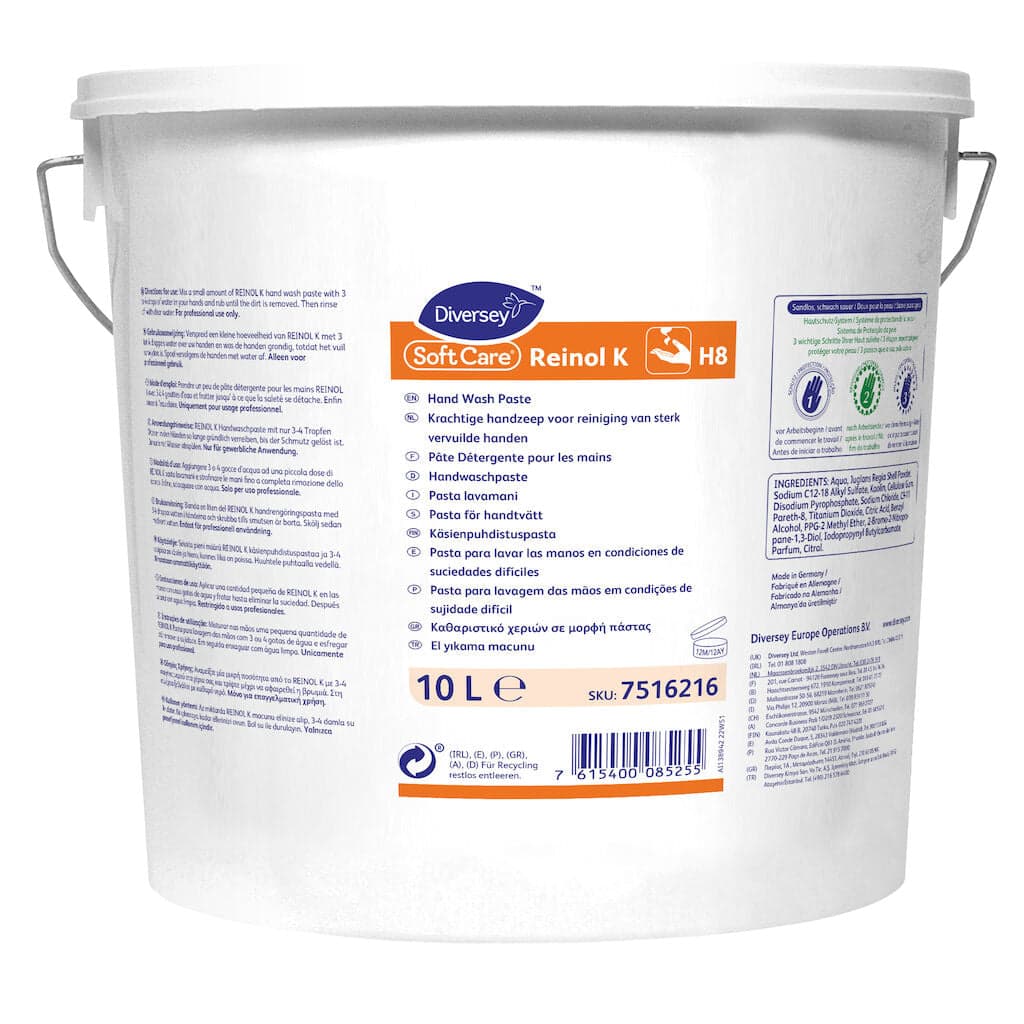 Diversey Soft Care Reinol K – Pasta Lavagem das Mãos para Oficinas e Indústria com Ação Abrasiva 10L