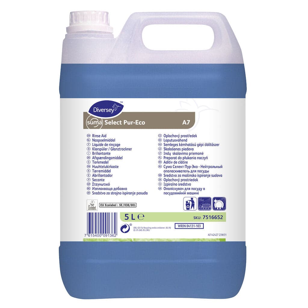 Diversey Suma Select Pur-Eco A7 – Secante Ecológico Concentrado para Máquinas de Lavar Loiça