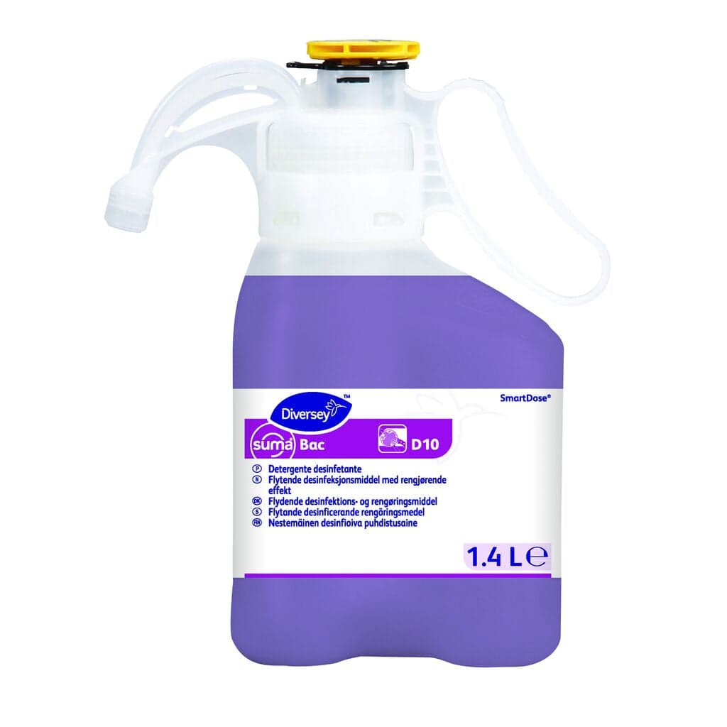 Diversey Suma Bac D10 SmartDose – Detergente Desinfetante Concentrado para Superfícies Alimentares 1,4L