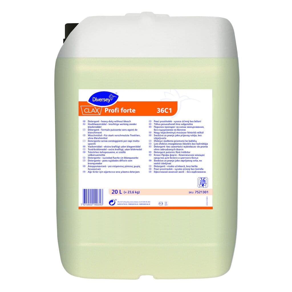 Diversey Clax Profi Forte 36C1 – Detergente Líquido Profissional para Roupa Hospitalar e Hoteleira