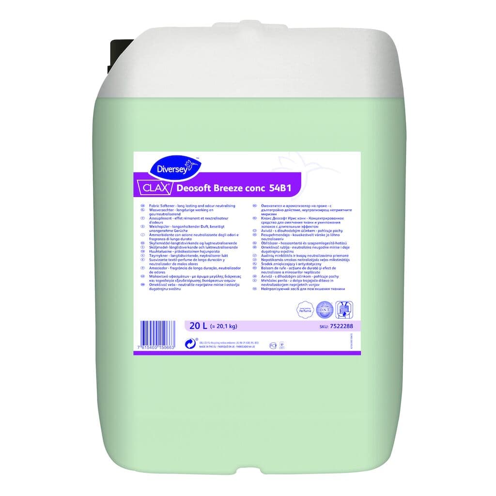 Diversey Clax Deosoft Breeze Conc 54B1 – Amaciador Concentrado Neutralizador de Odores para Lavandaria
