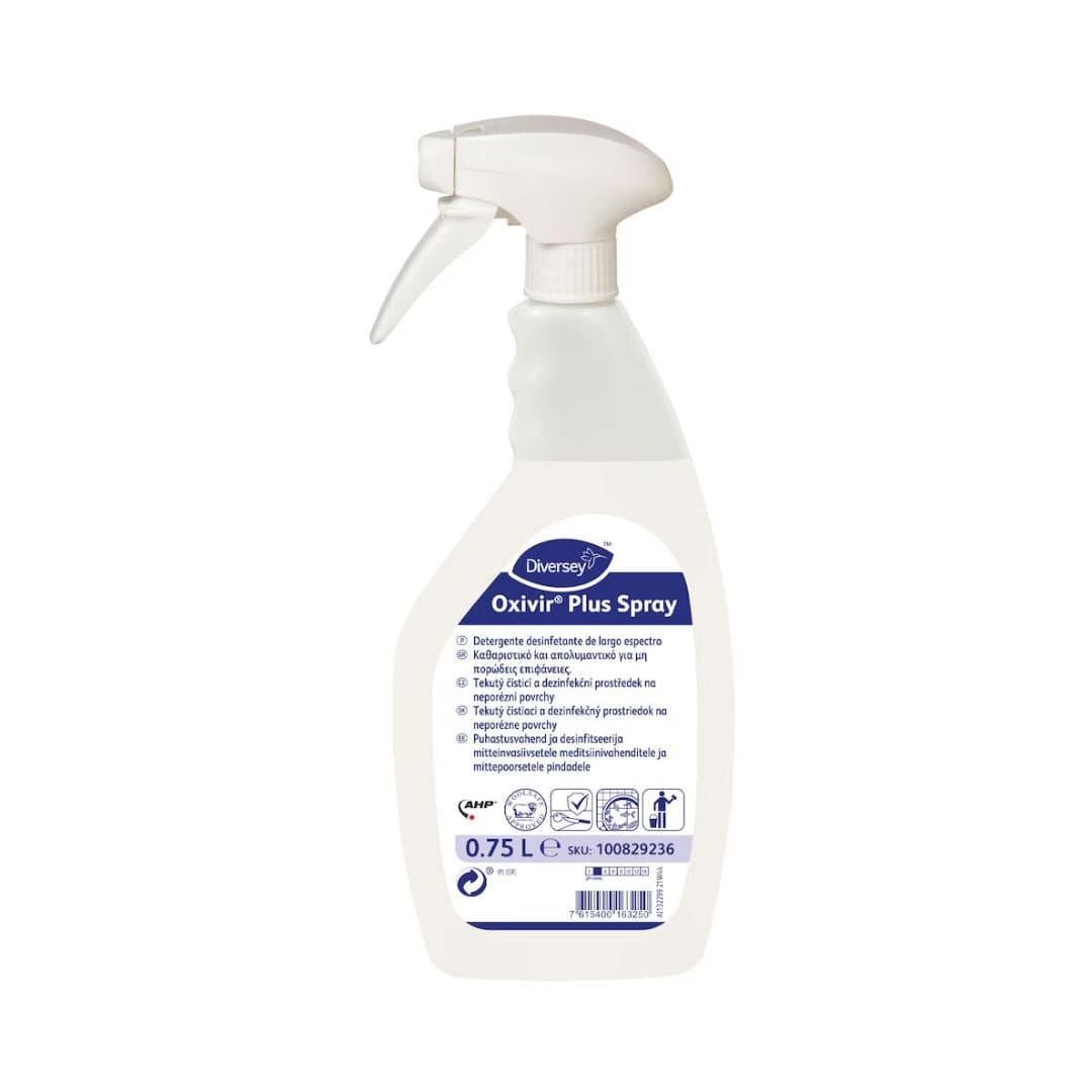 Diversey Oxivir Plus Spray - detergente desinfetante multisuperfícies de largo espetro com tecnologia AHP 750ml