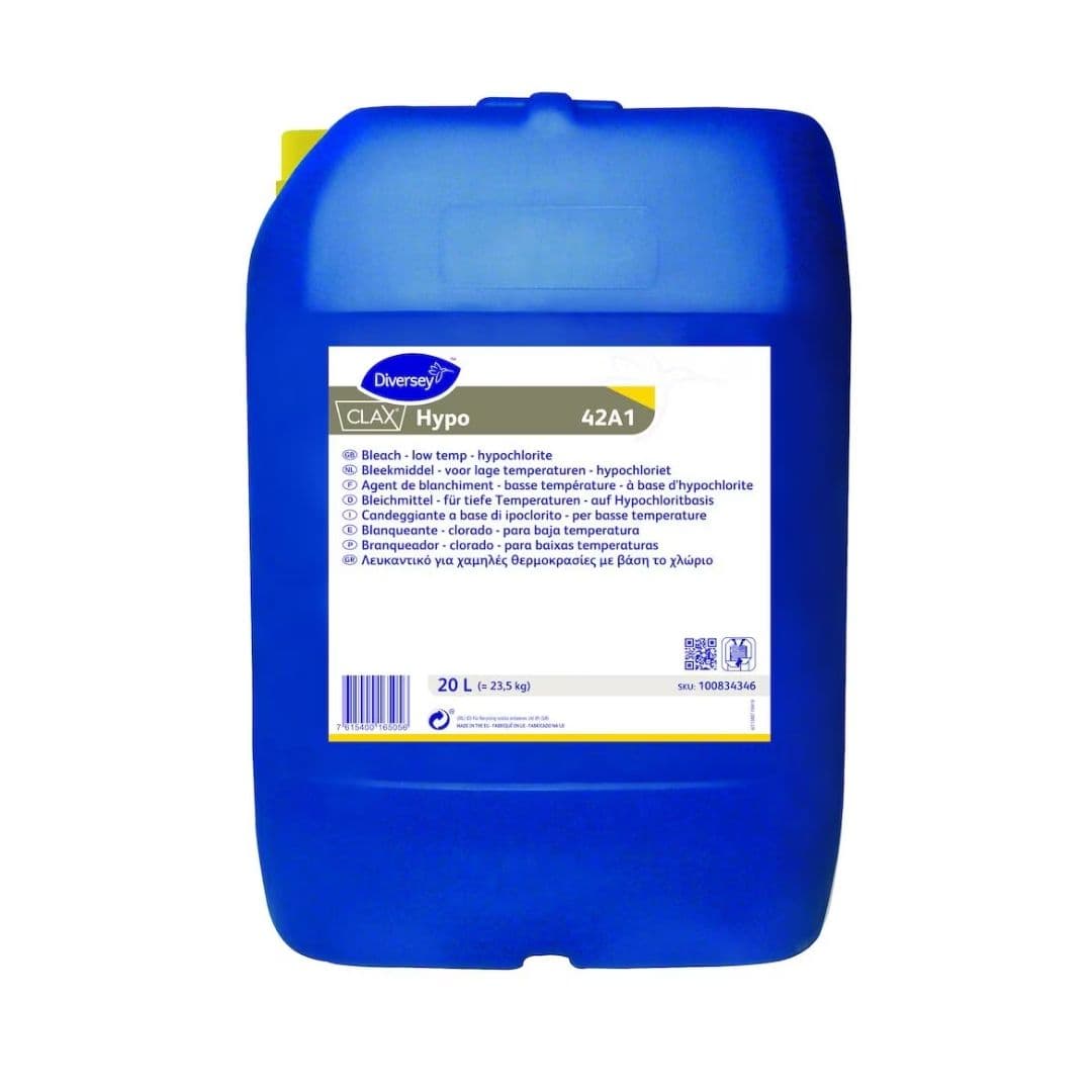 Diversey Clax Hypo 42A1 - Branqueador clorado para baixas temperaturas em lavandarias profissionais