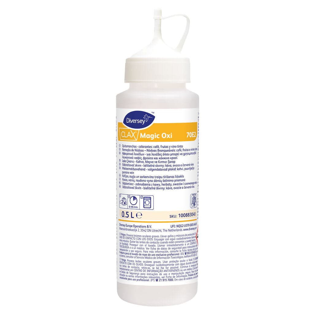 Diversey Clax Magic Oxi 70E2 – Tira Nódoas Profissional para Café, Vinho e Frutas 500ml