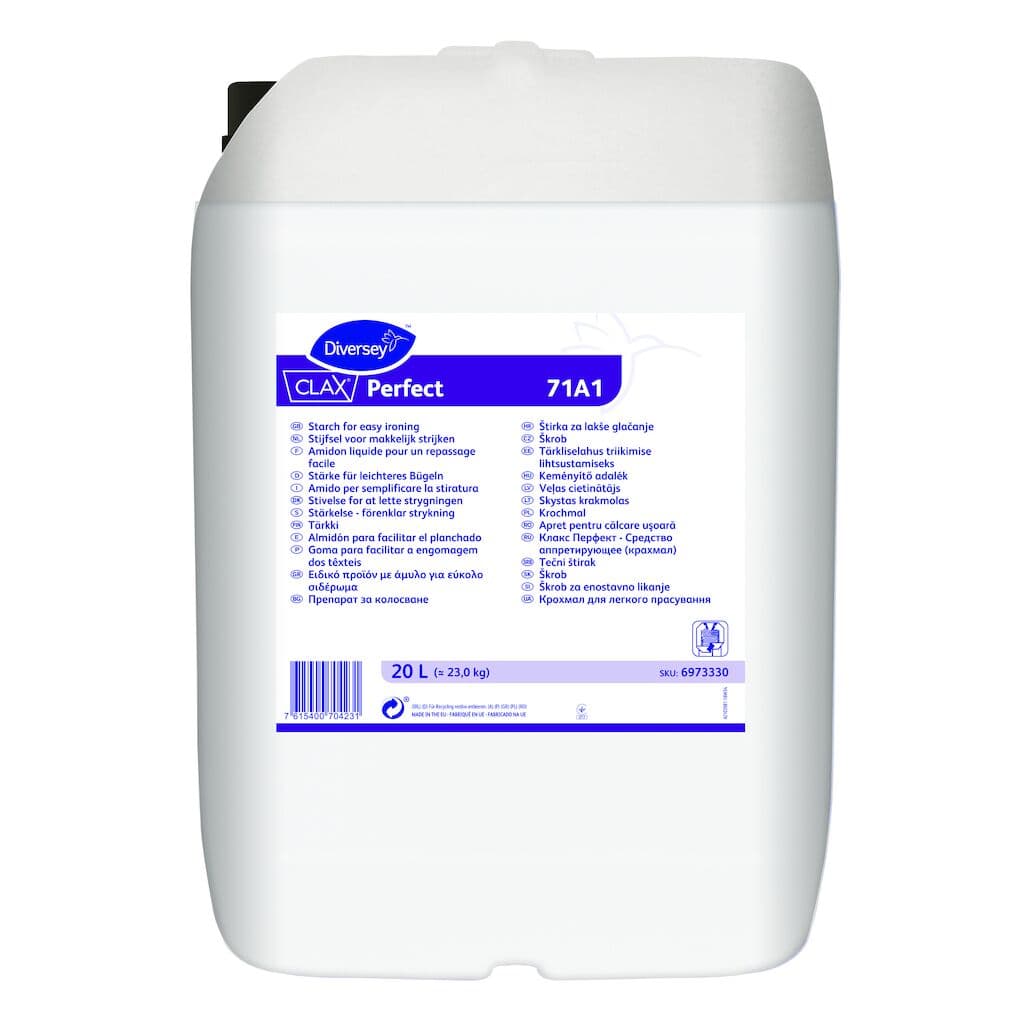 Diversey Clax Perfect 71A1 – Goma Líquida para Engomagem de Têxteis em Lavandaria Profissional 20L
