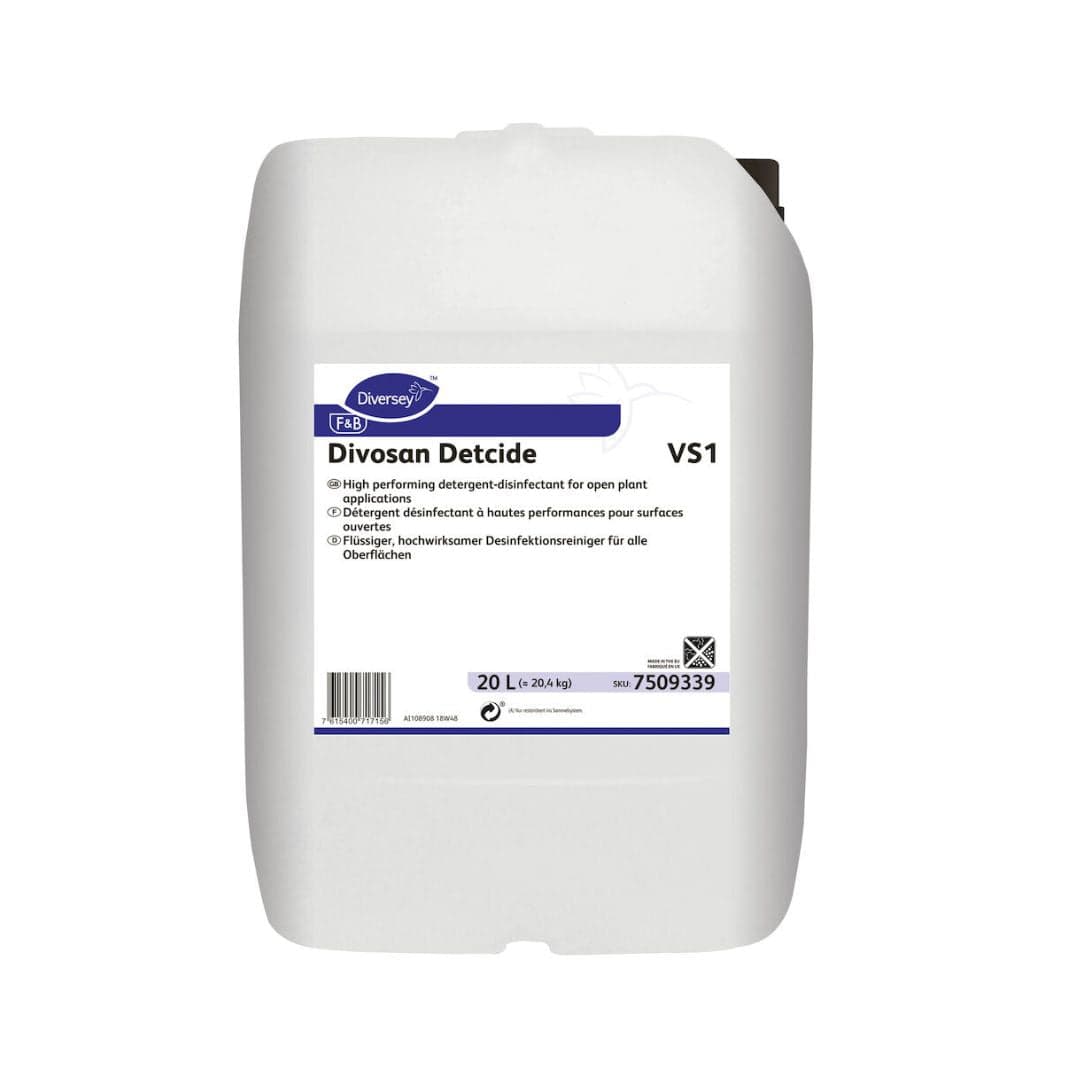 Diversey Divosan Detcide VS1 - Detergente desinfetante alcalino para OPC na indústria alimentar