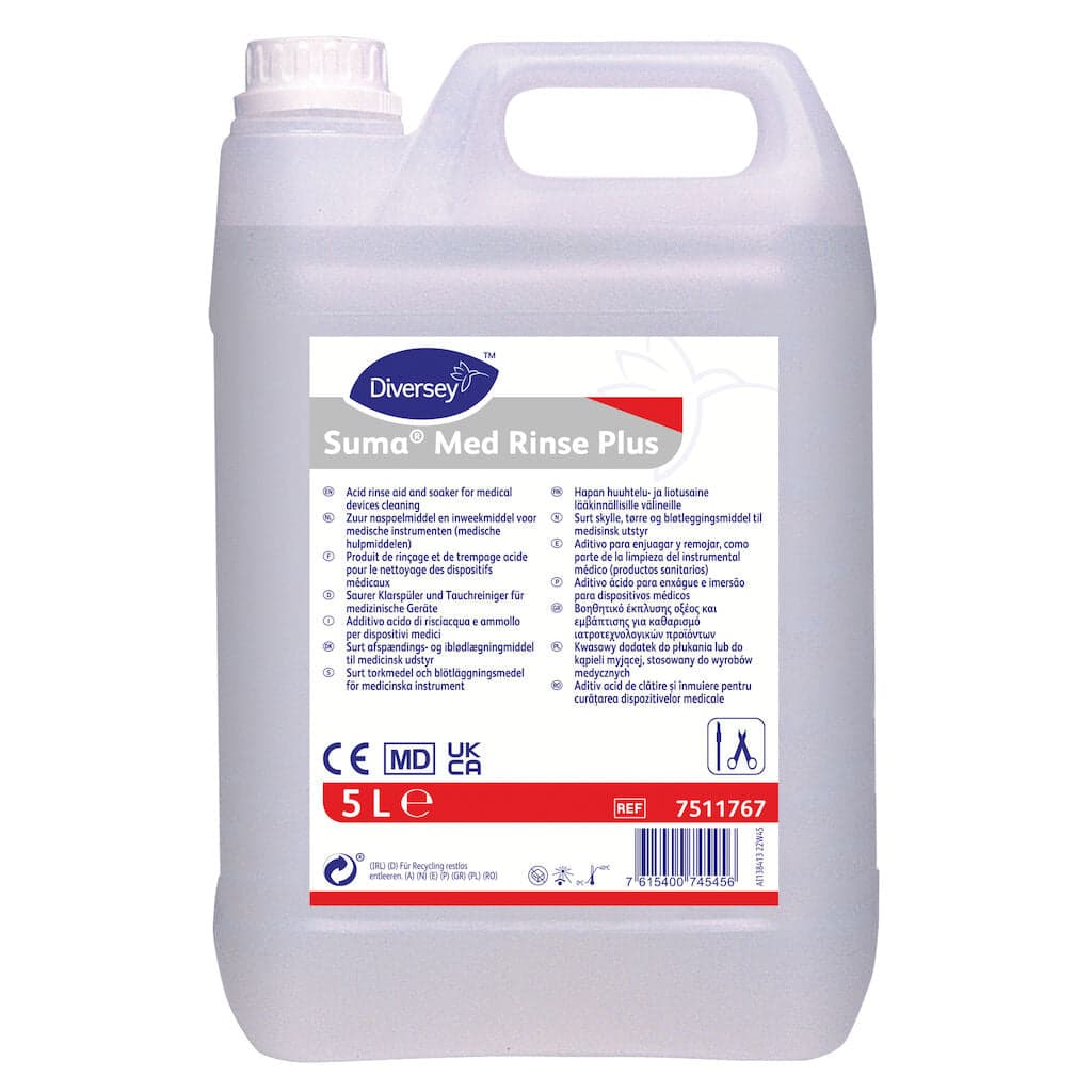 Diversey Suma Med Rinse Plus – Secante Ácido e Desincrustante para Dispositivos Médicos 5L