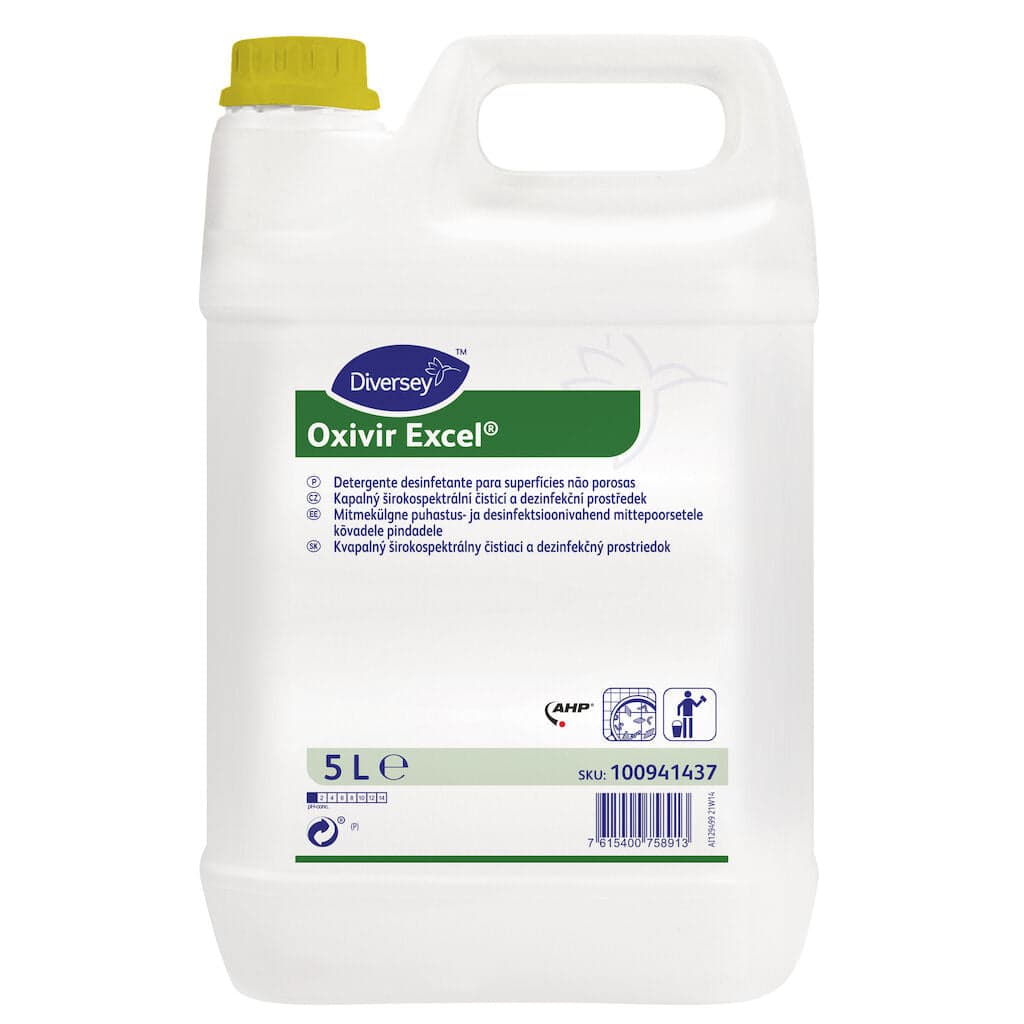 Diversey Oxivir Excel – Detergente Desinfetante Concentrado de Largo Espectro para Superfícies 5L