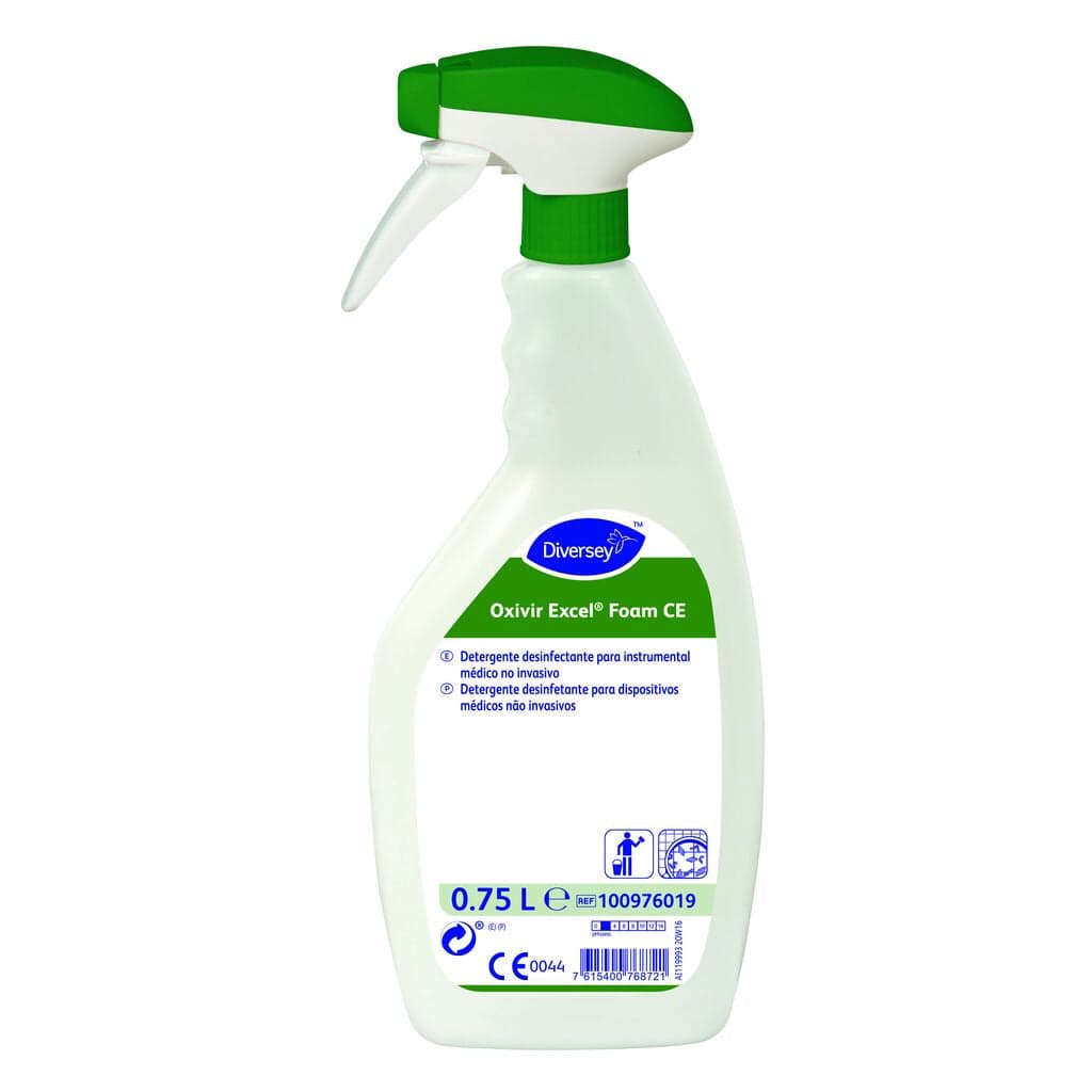 Diversey Oxivir Excel Foam CE – Detergente Desinfetante para Dispositivos Médicos Não Invasivos 750ml