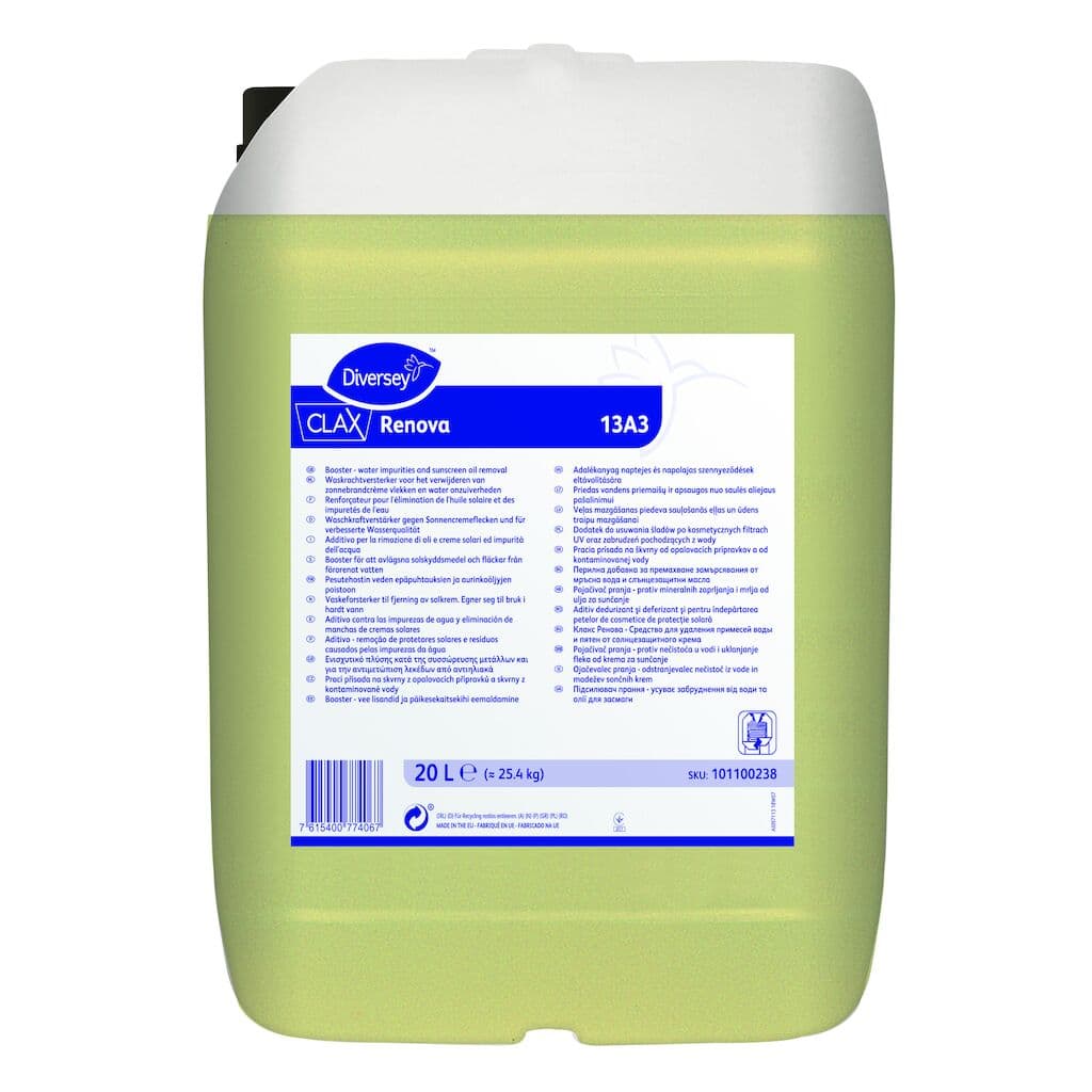Diversey Clax Renova 13A3 – Aditivo Sequestrante para Remoção de Protetor Solar e Impurezas da Água 20L