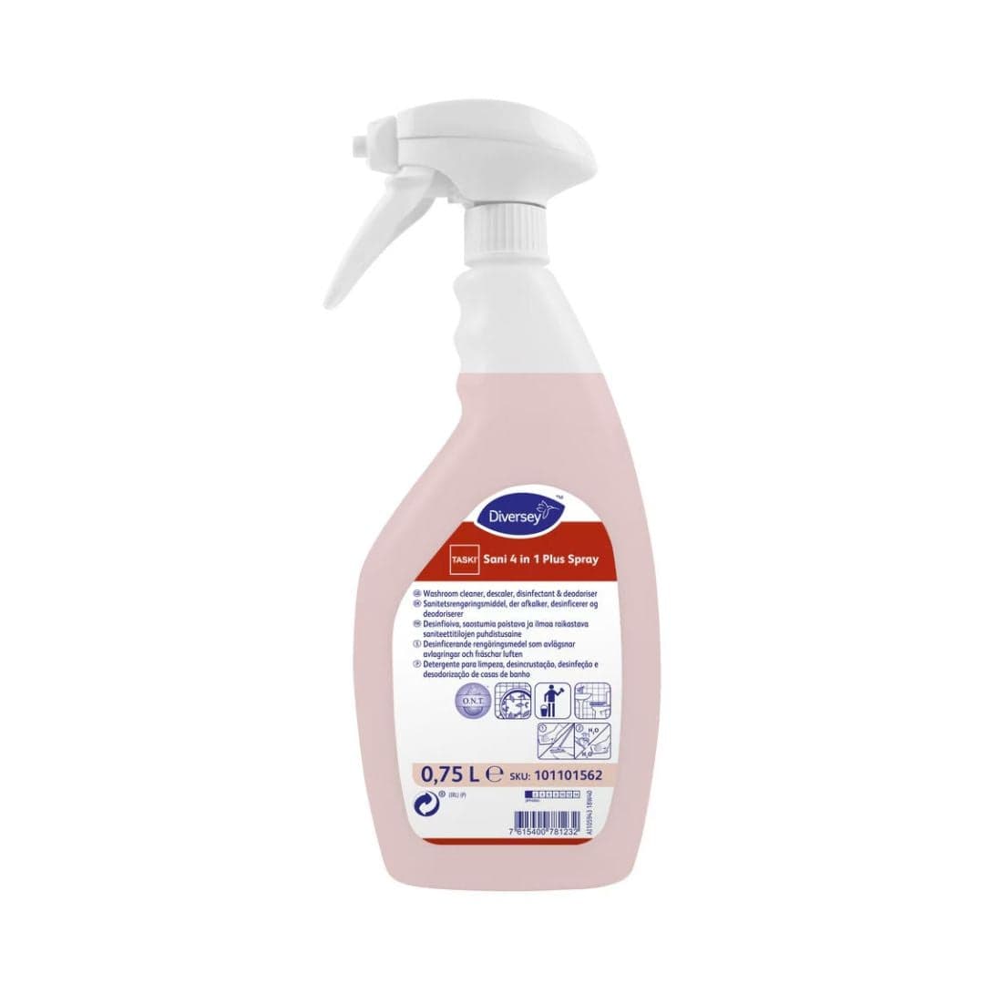 Diversey Taski Sani 4 in 1 Plus Spray - Detergente desincrustante e desinfetante para limpeza completa de casas de banho