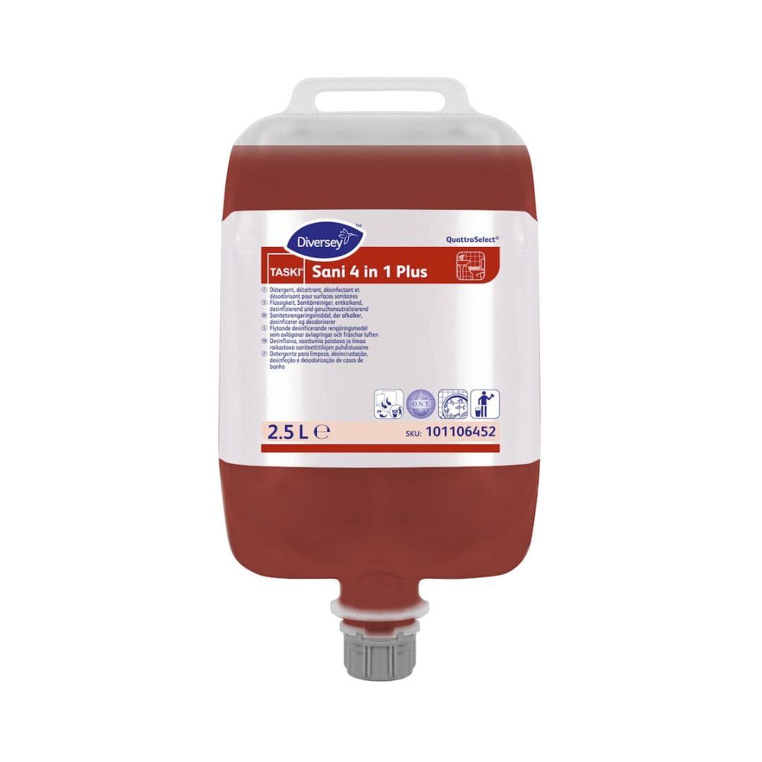 Diversey Task Sani 4 in 1 Plus – Detergente Desinfetante Ácido para Casas de Banho 2,5L