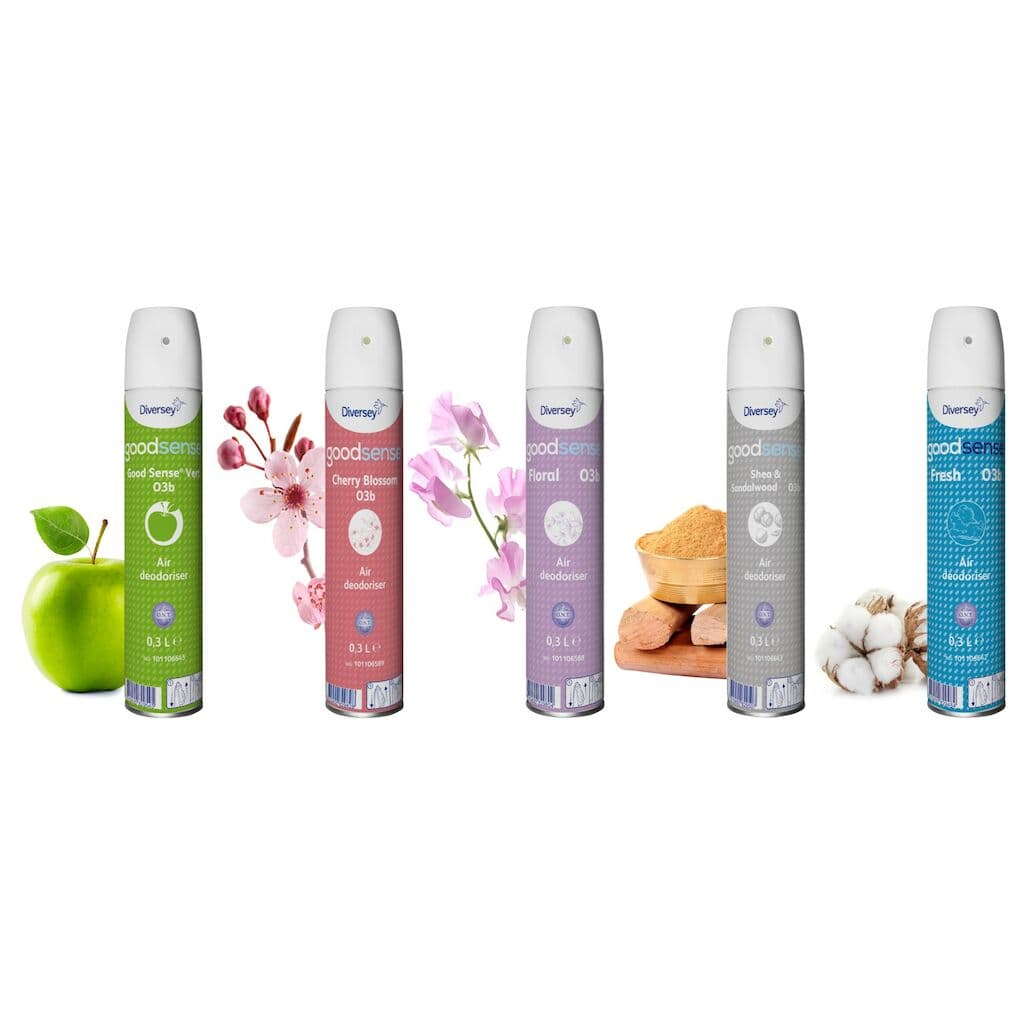 Diversey Good Sense Fresh O3b – Ambientador Aerossol Neutralizador de Odores com Fragrância Roupa Lavada