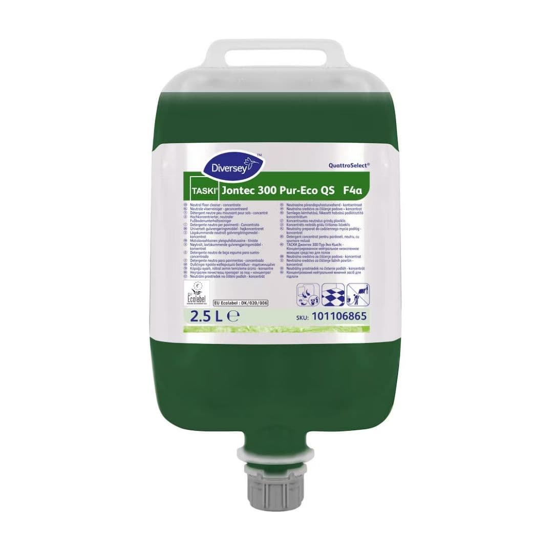 TASKI Jontec 300 Pur-Eco QS F4a – Detergente neutro para pavimentos em QuattroSelect 2,5Lts