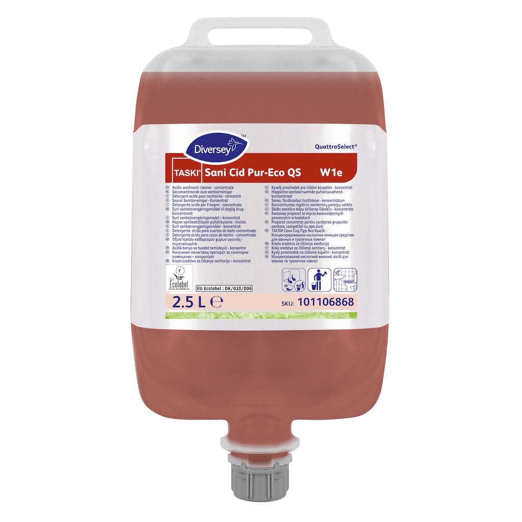 Diversey TASKI Sani Cid Pur-Eco QS W1e – Detergente Ácido Ecológico para Casas de Banho em QuattroSelect  2,5L